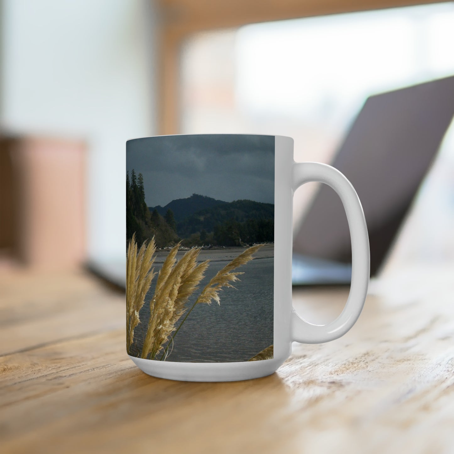 Golden Coastal Pampas Ceramic Mug 15oz