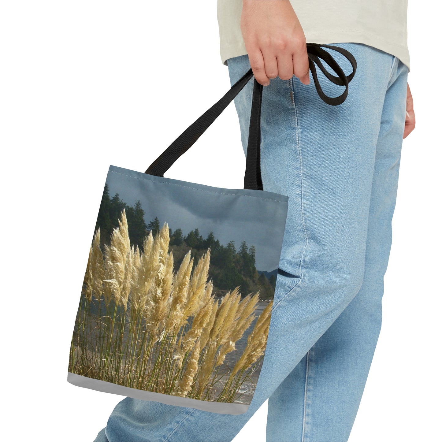 Golden Coastal Pampas Tote Bag