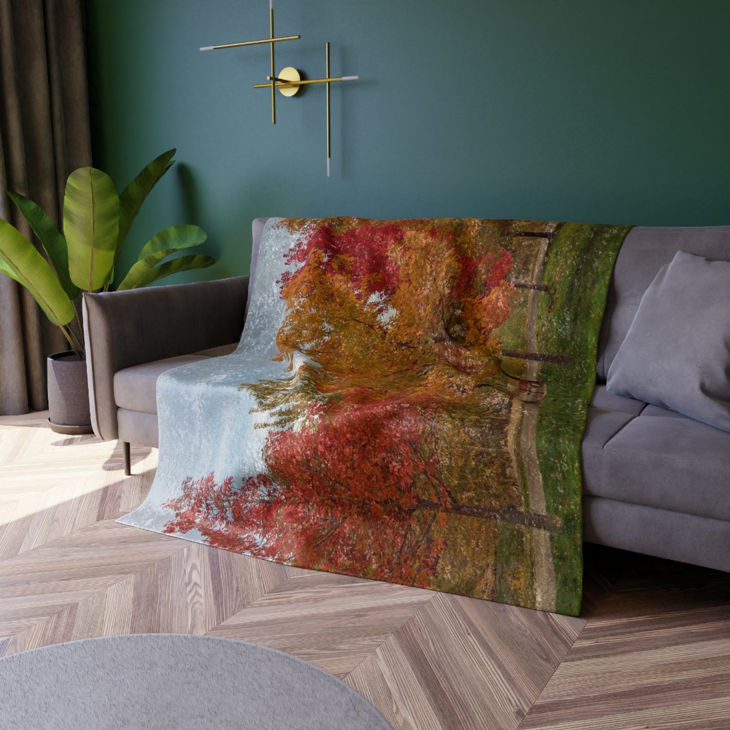 Autumn Serenity Shiny Crushed Velvet Blanket