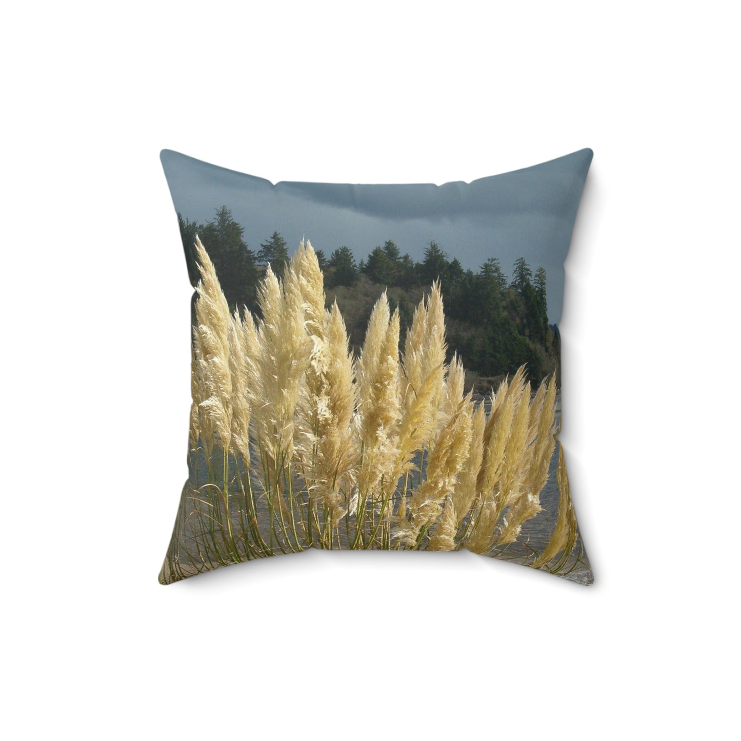 Golden Coastal Pampas Spun Polyester Square Pillow