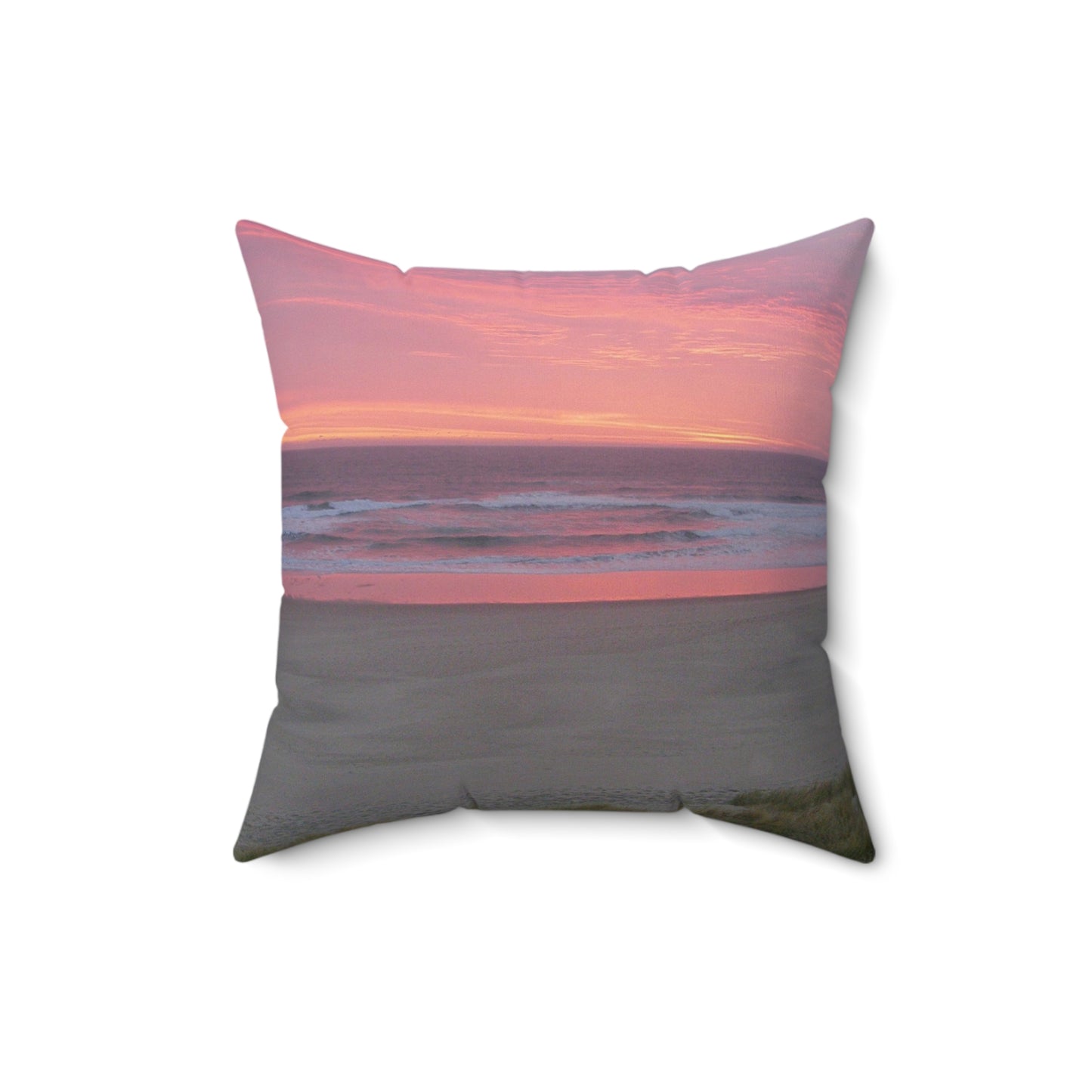 Pink Ocean Sunset Spun Polyester Square Pillow