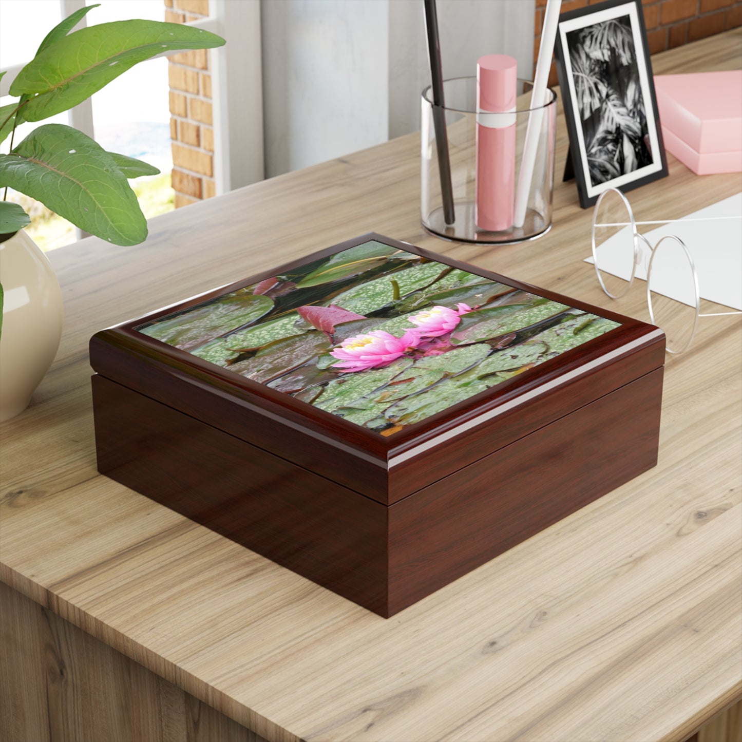 Water Lilies Jewelry Box ~ 7.24"
