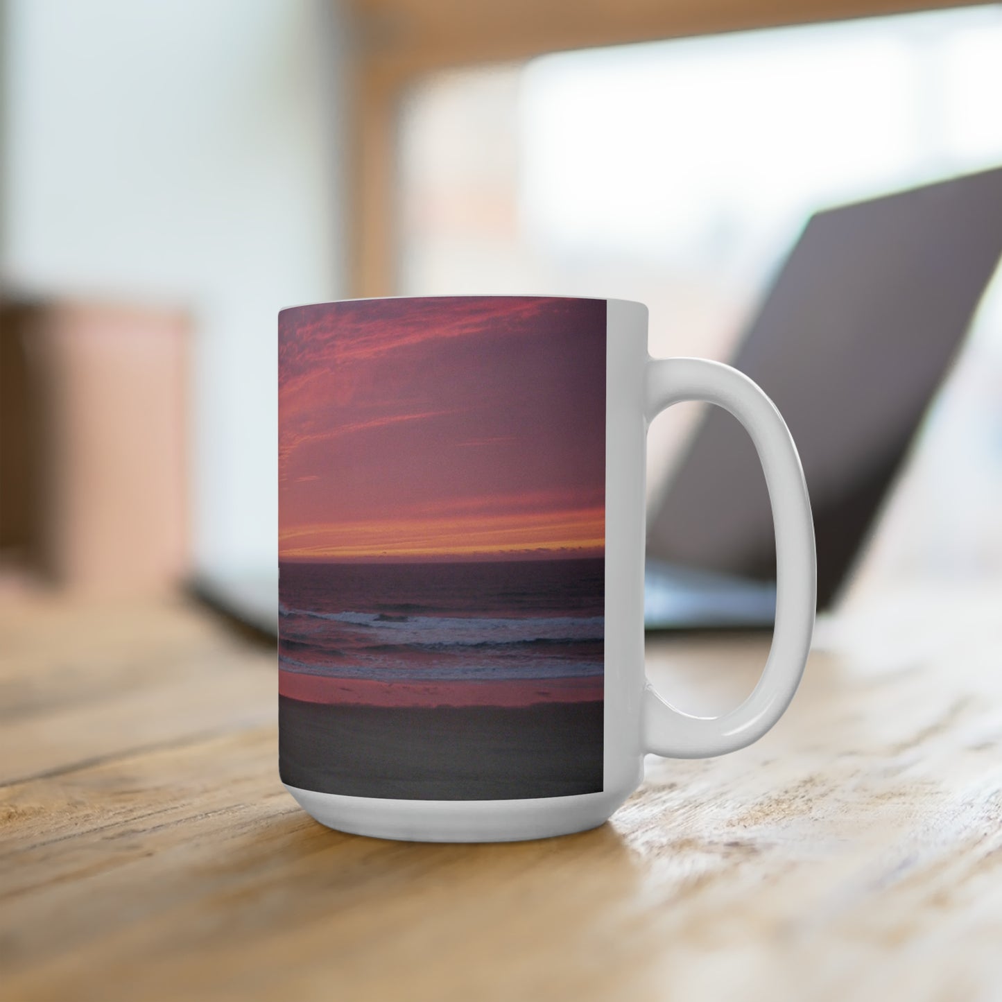 Pink Ocean Sunset Ceramic Mug 15oz