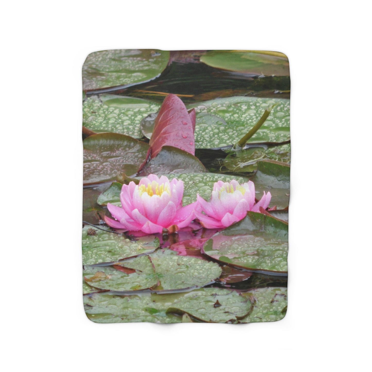 Water Lilies Sherpa Fleece Blanket Vertical