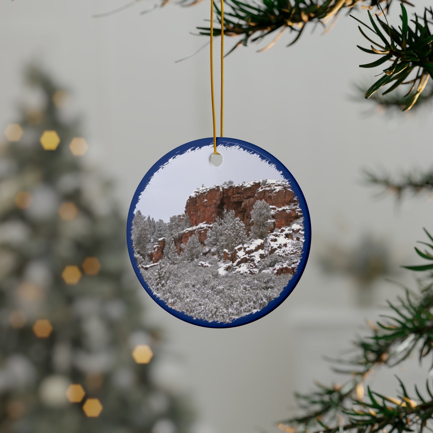 Winter Cliff Ceramic Ornaments