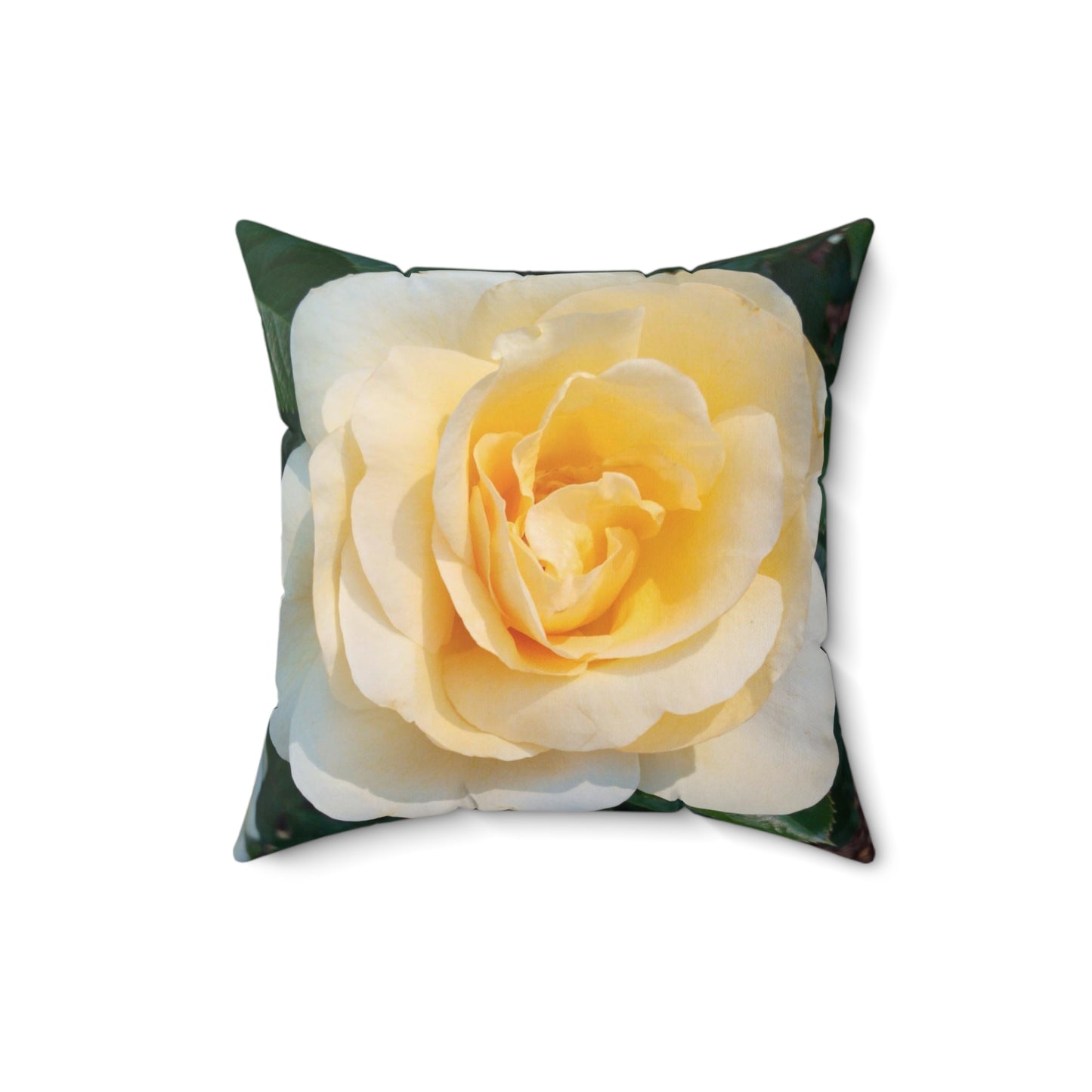 Cream Rose Spun Polyester Square Pillow