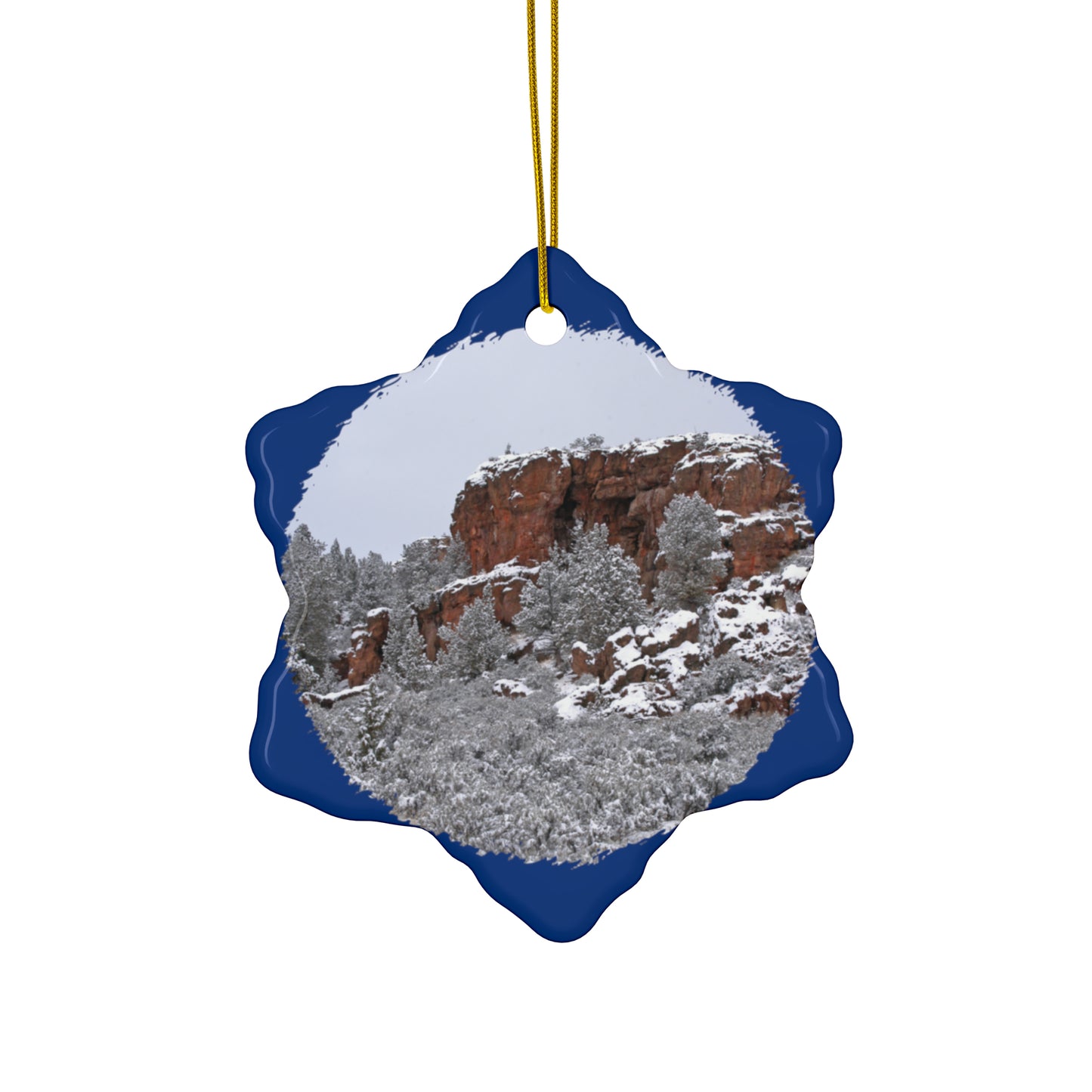 Winter Cliff Ceramic Ornaments