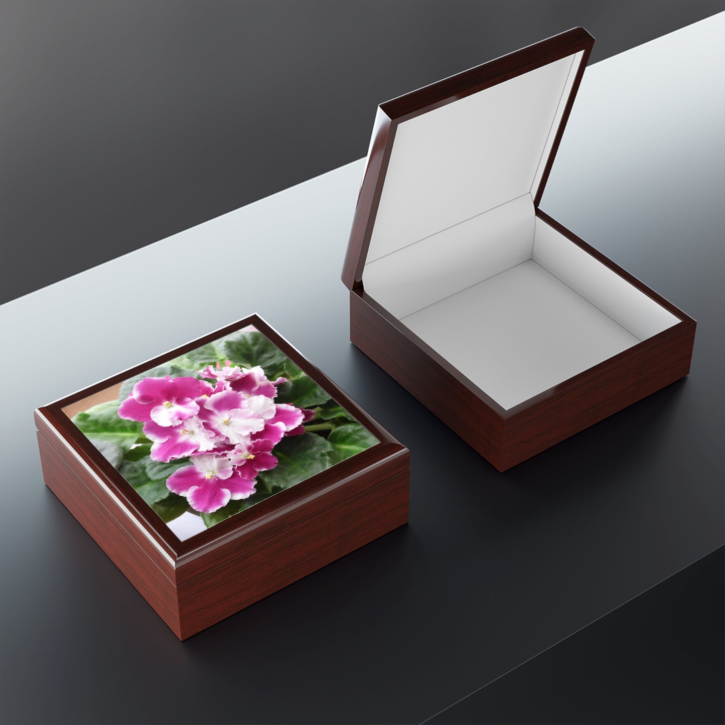 African Violet Jewelry Box ~ 7.24"