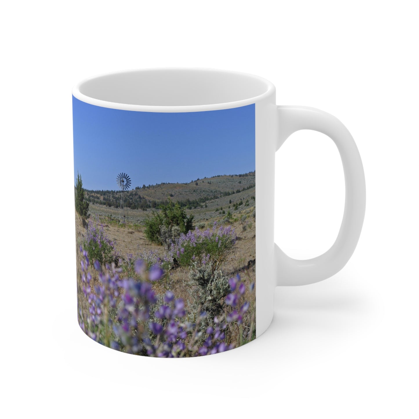 High Desert Lupine & Windmill Ceramic Mug 11oz