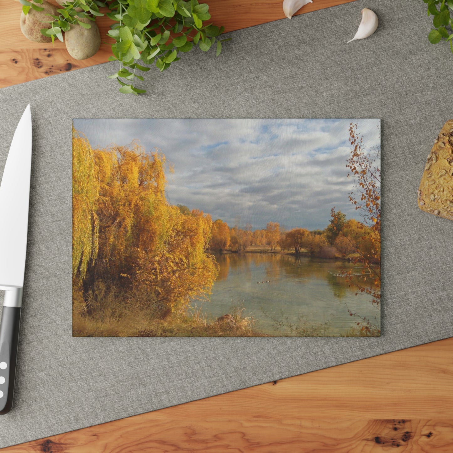 Autumn Peace Glass Cutting Board Hand Wash