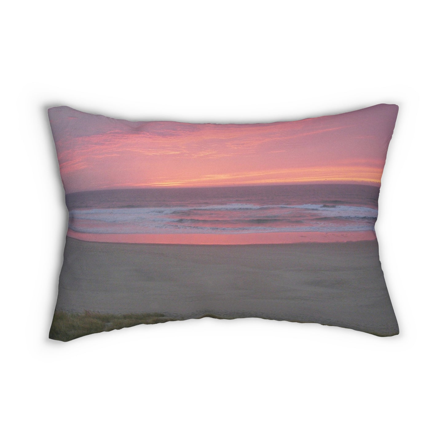 Pink Ocean Sunset Spun Polyester Lumbar Pillow