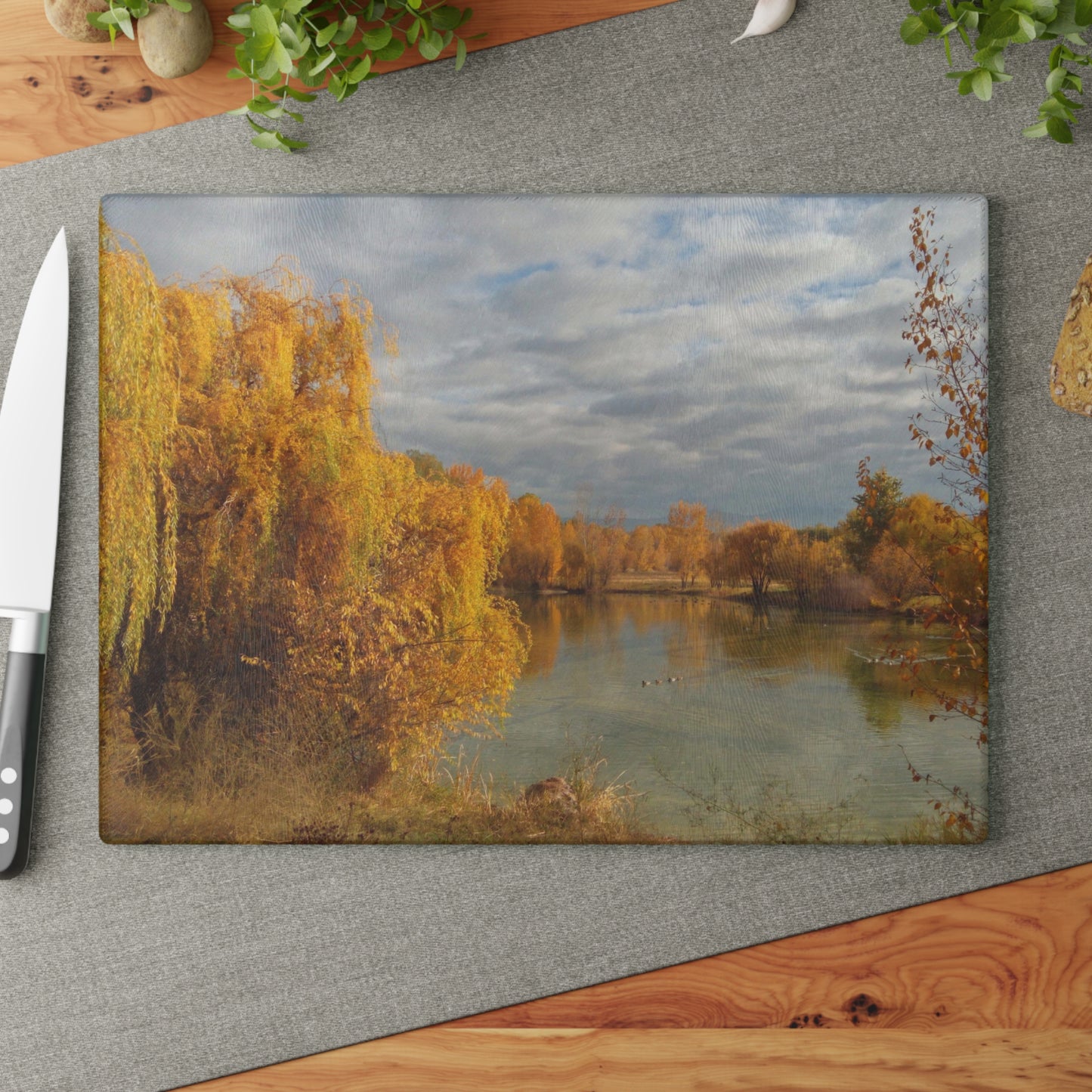 Autumn Peace Glass Cutting Board Hand Wash