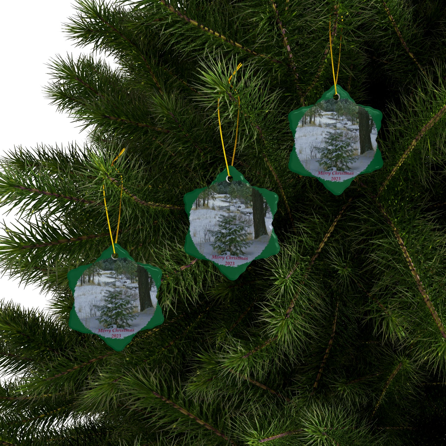 Christmas Tree Creek Merry Christmas 2023 Ceramic Ornaments