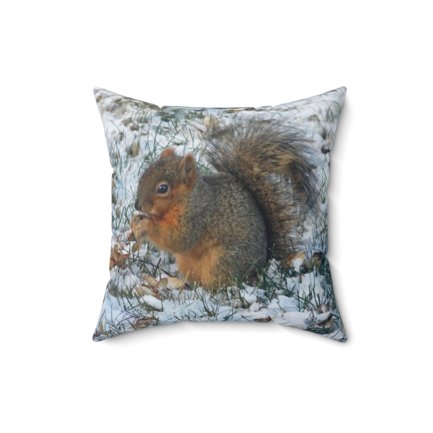 Winter Squirrel Spun Polyester Square Pillow