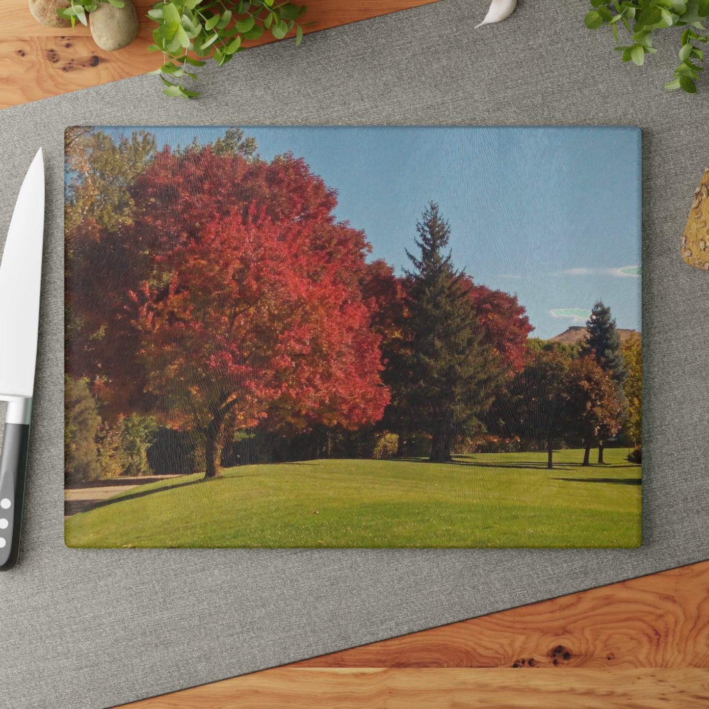 Autumn Lawn Glass Cutting Board Hand Wash