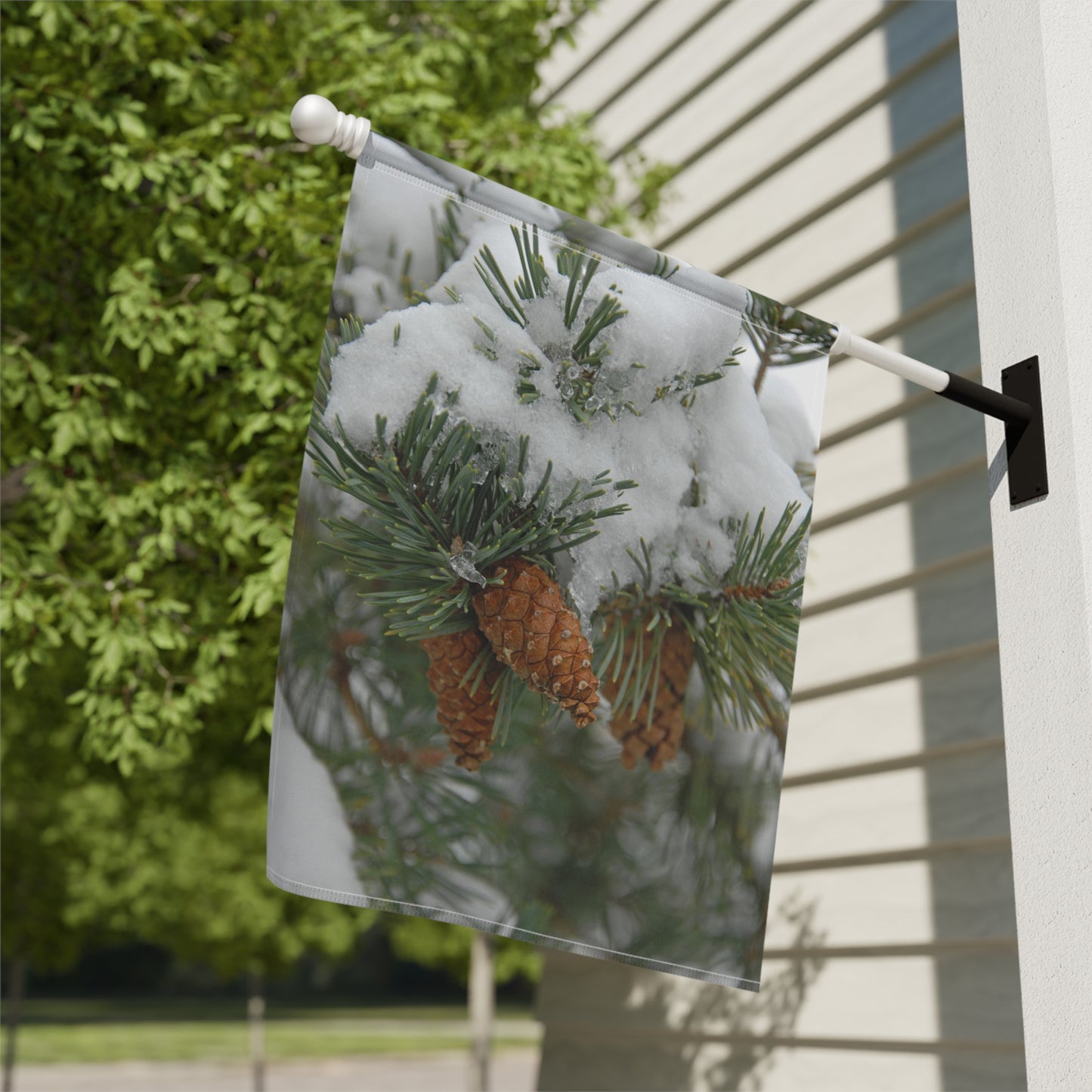 Snowy Fir Cones Garden & House Banner