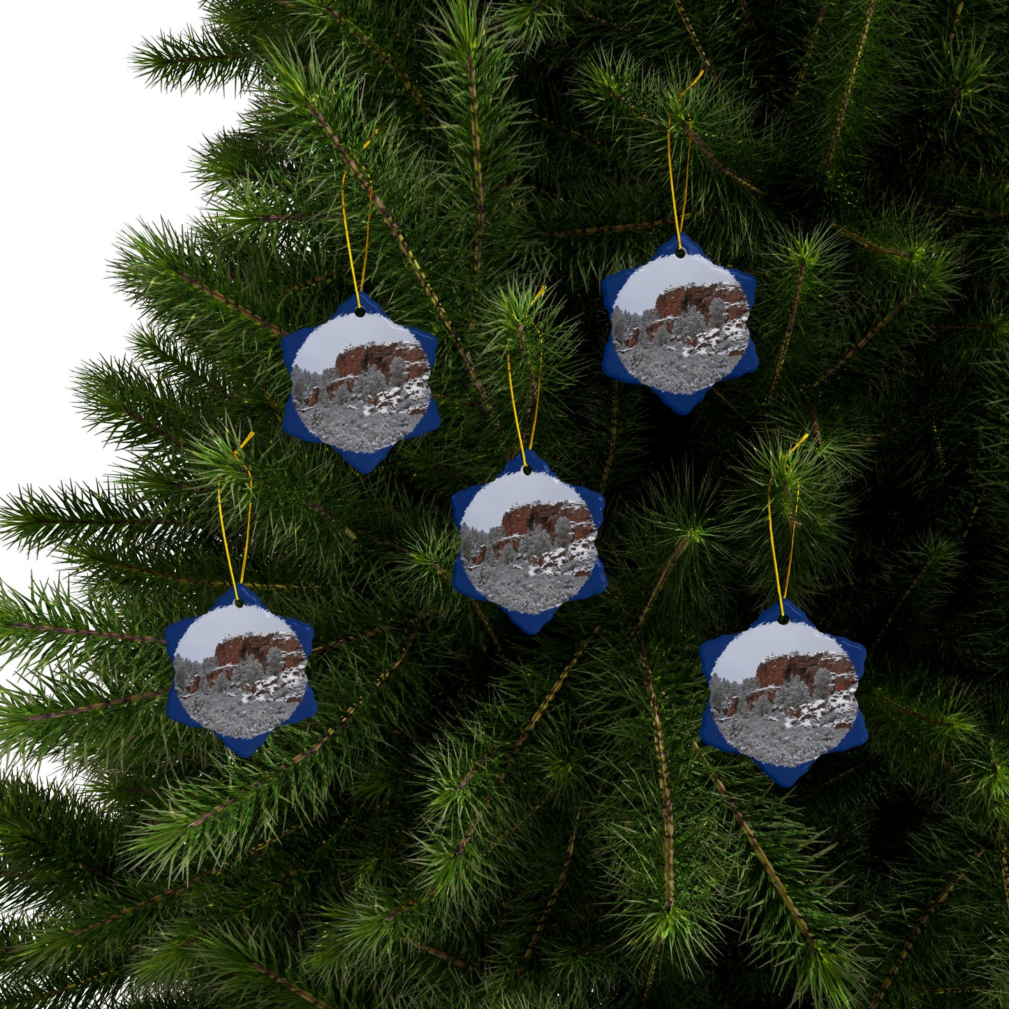 Winter Cliff Ceramic Ornaments