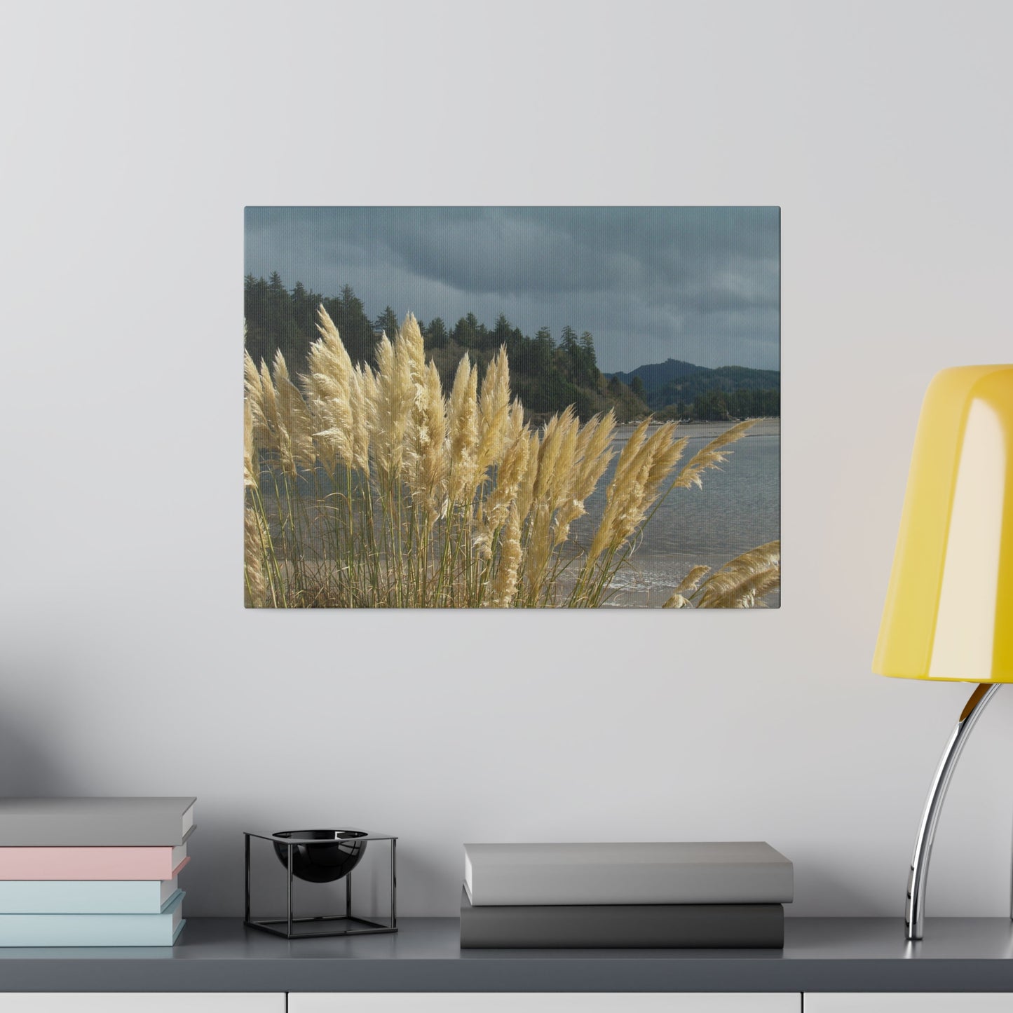 Golden Coastal Pampas Matte Canvas