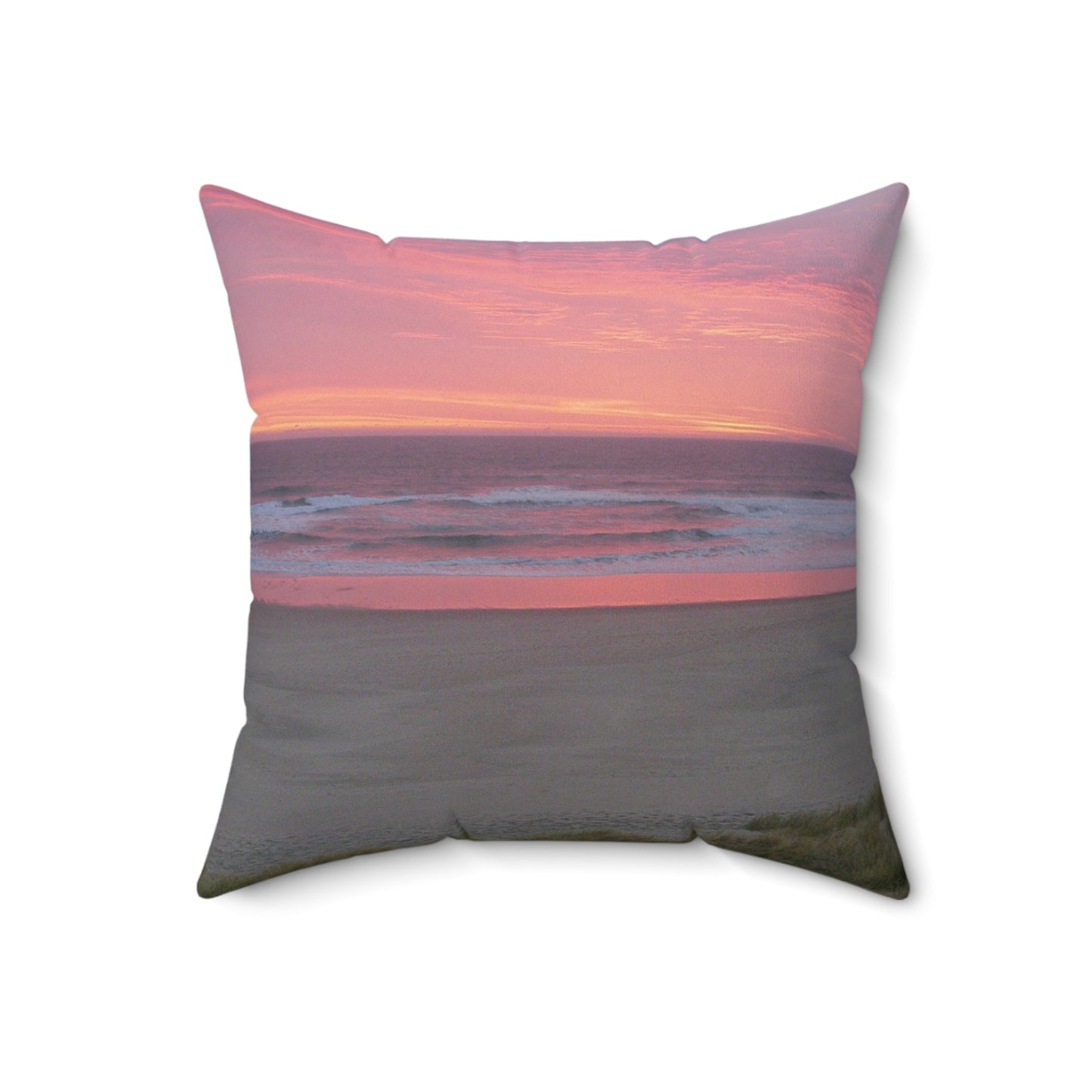 Pink Ocean Sunset Spun Polyester Square Pillow