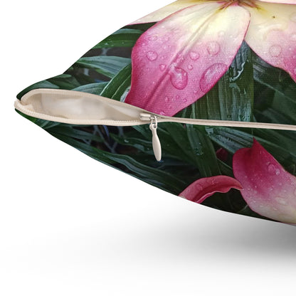 Lovely Lilies Spun Polyester Square Pillow