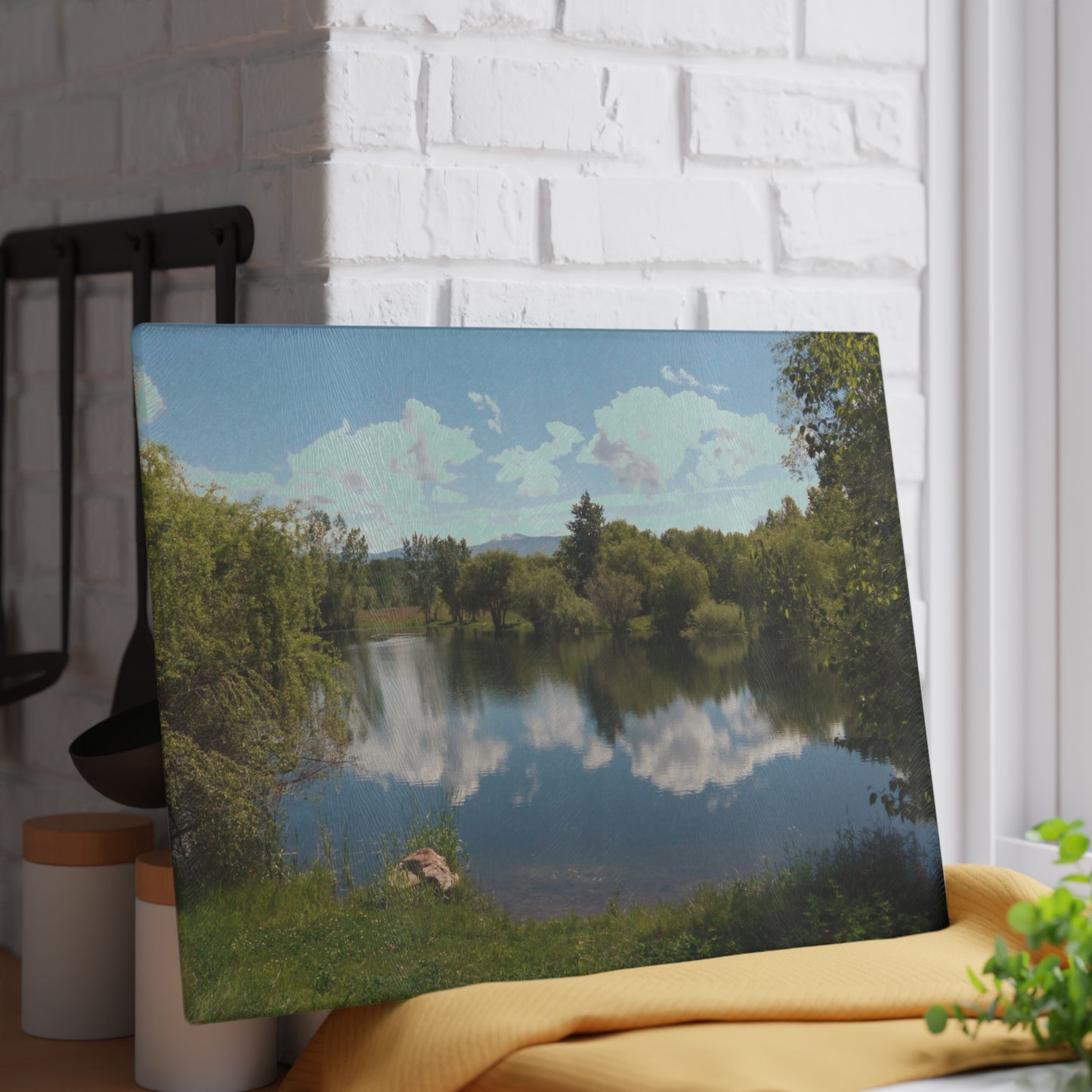 Peaceful Pond Glass Cutting Board Hand Wash