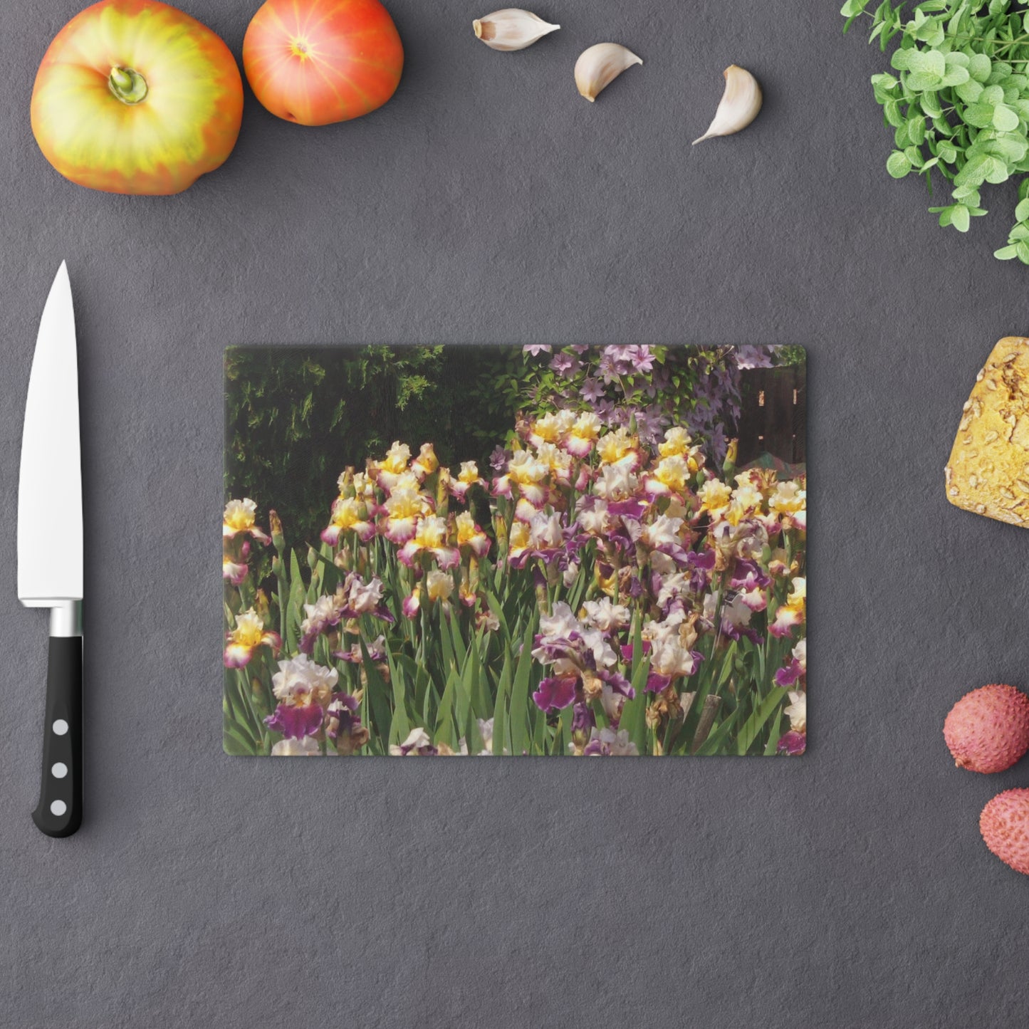 Sunny Iris Garden Cutting Board Dishwasher Safe