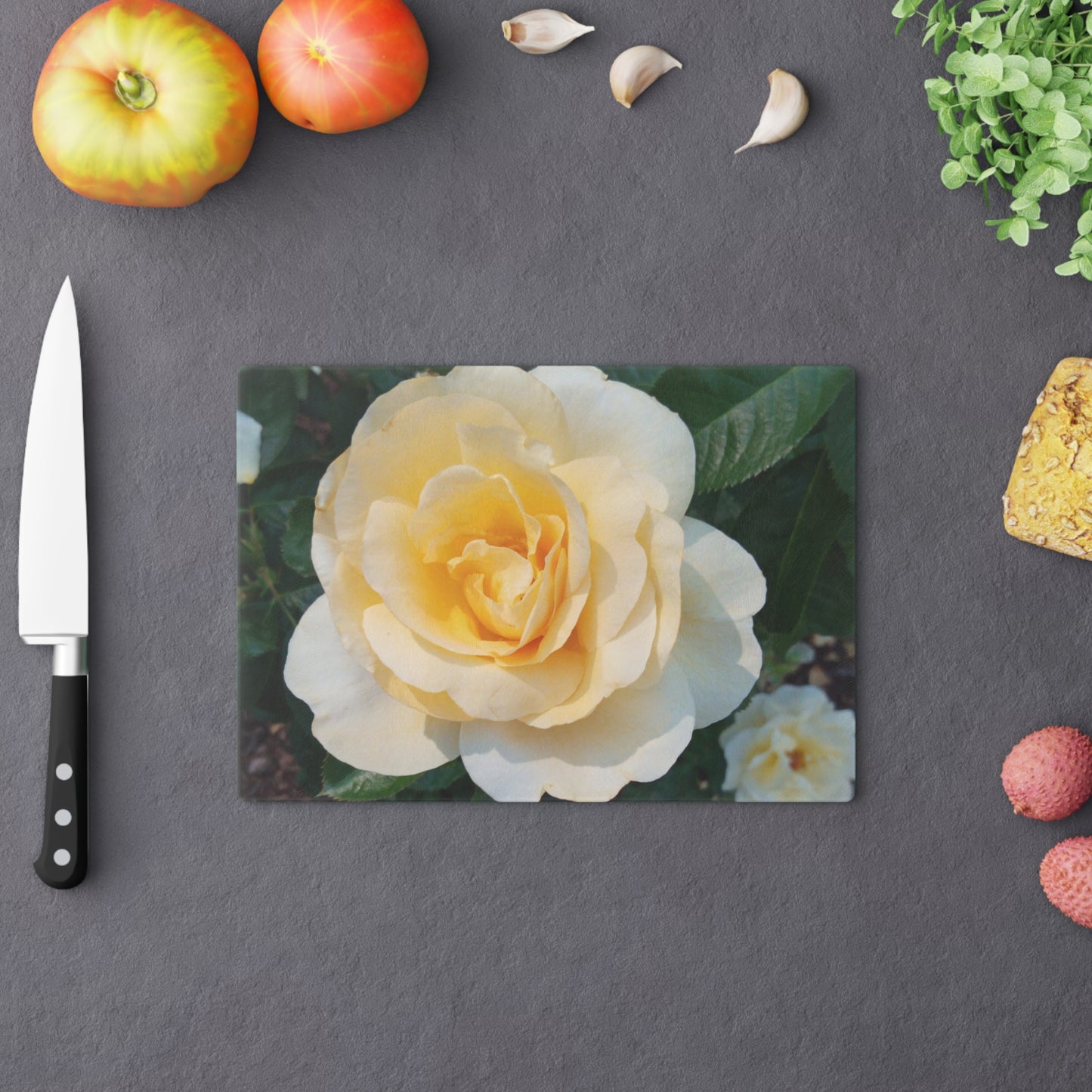 Cream Rose Cutting Board Dishwasher Safe