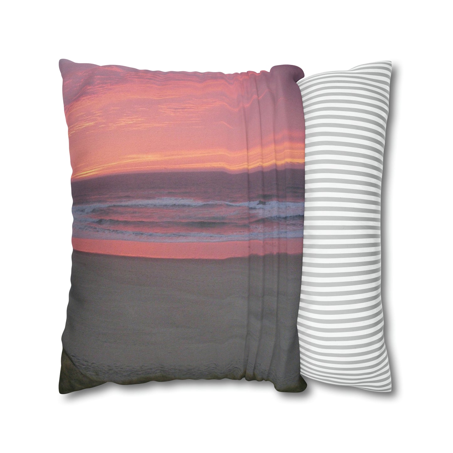 Pink Ocean Sunset Spun Polyester Pillow Case