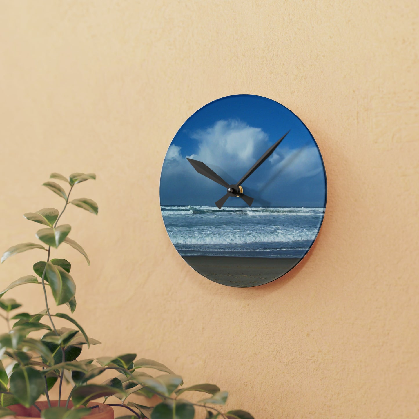 Blue Sky Beach Acrylic Wall Clock