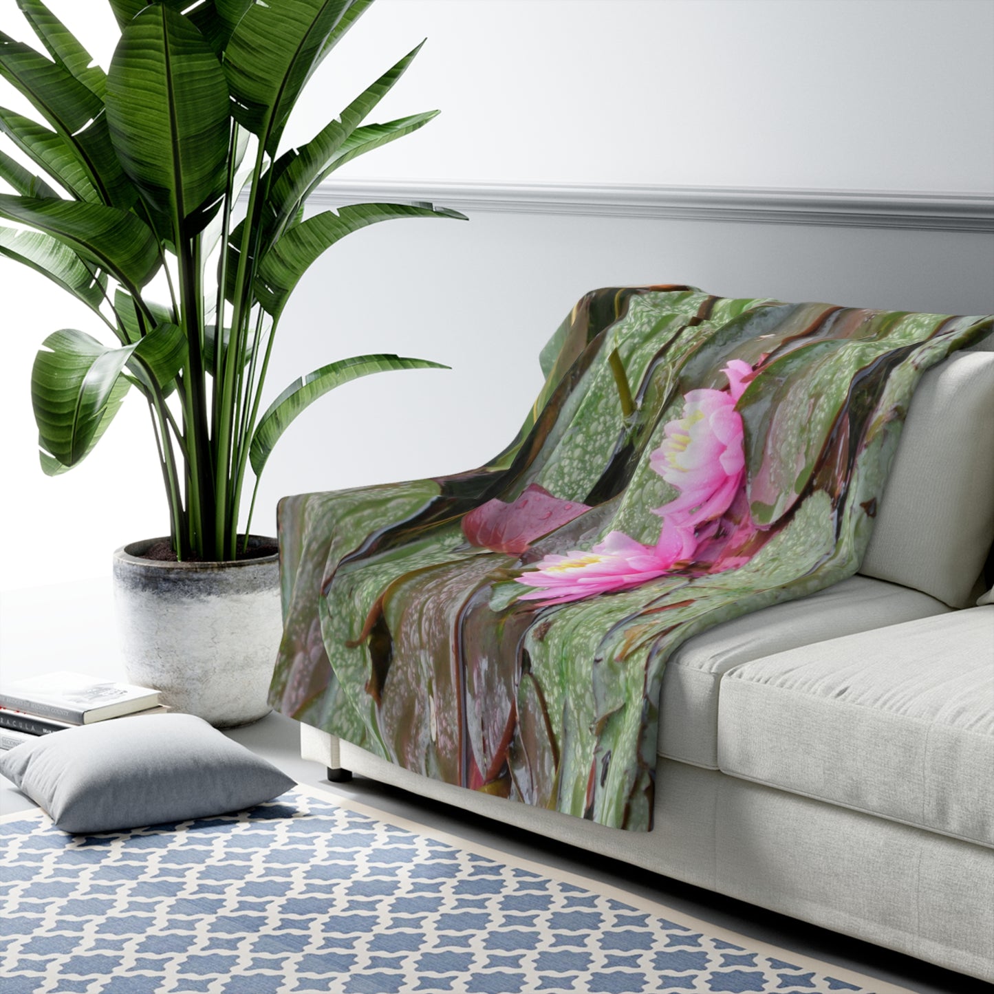 Water Lilies Sherpa Fleece Blanket