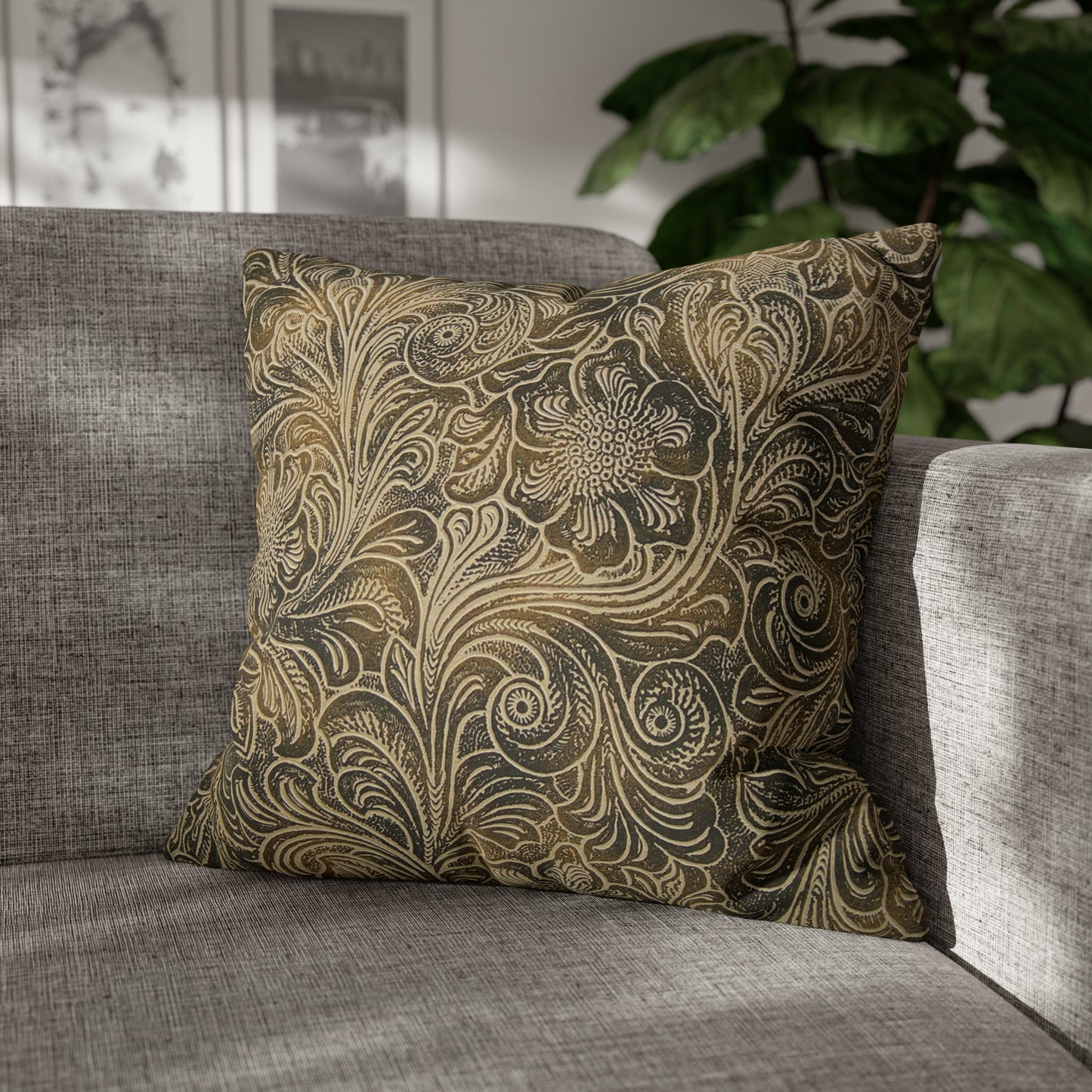 Western Leather Print Spun Polyester Pillow Case