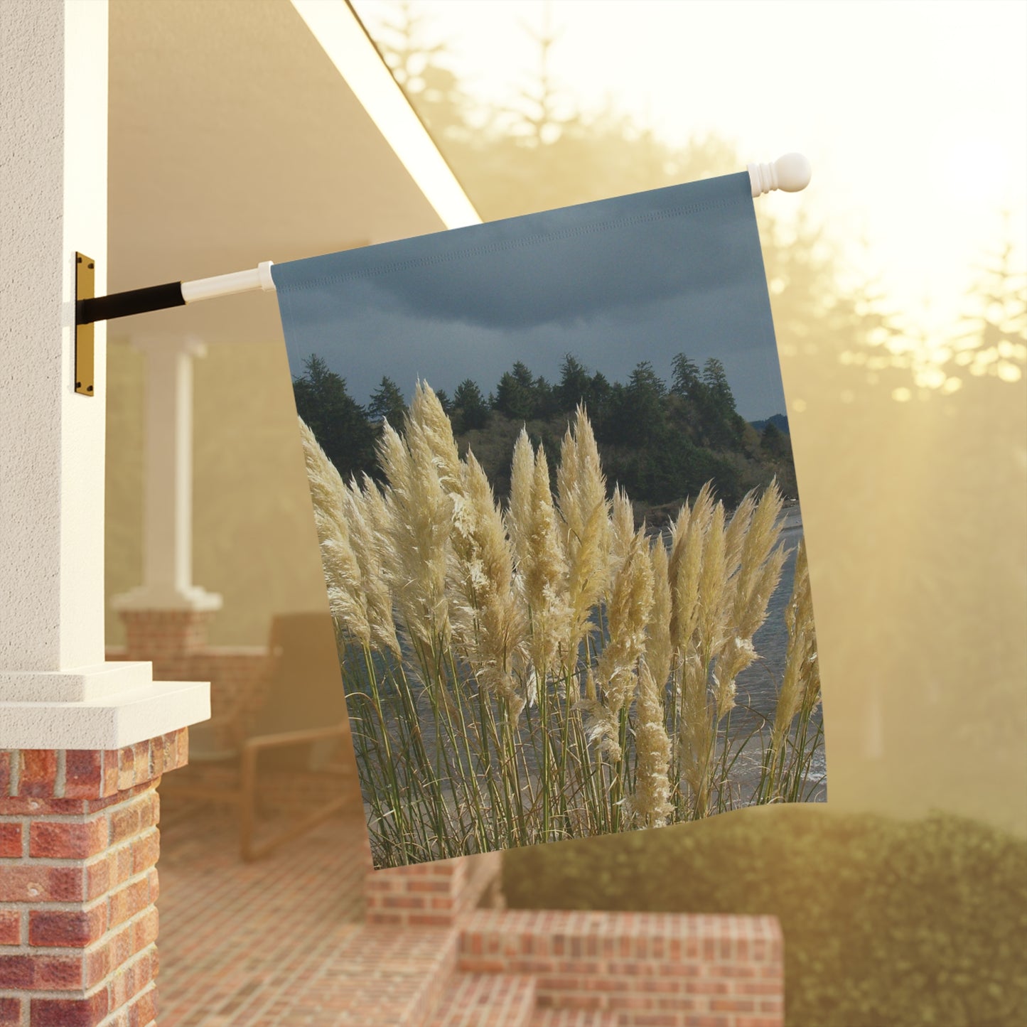 Golden Coastal Pampas Garden & House Banner