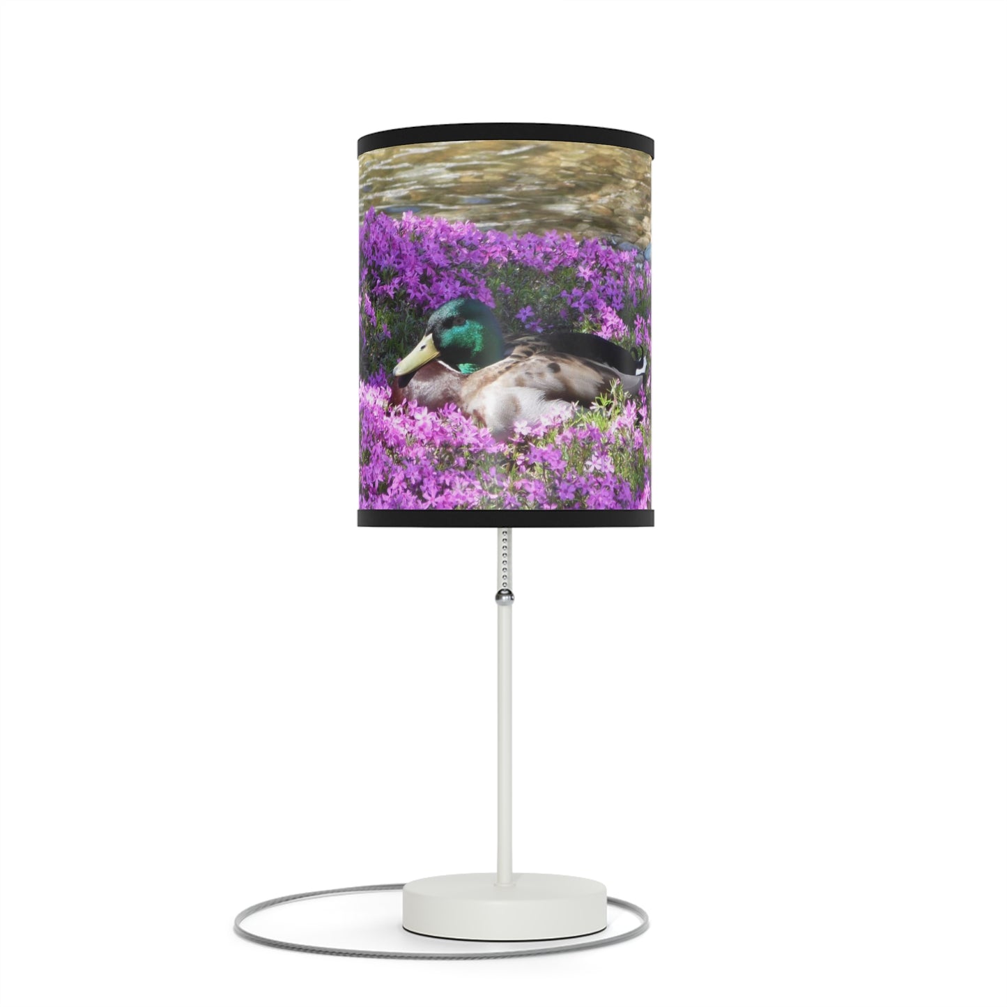 Duck Resting In Flowers Lamp on a Stand