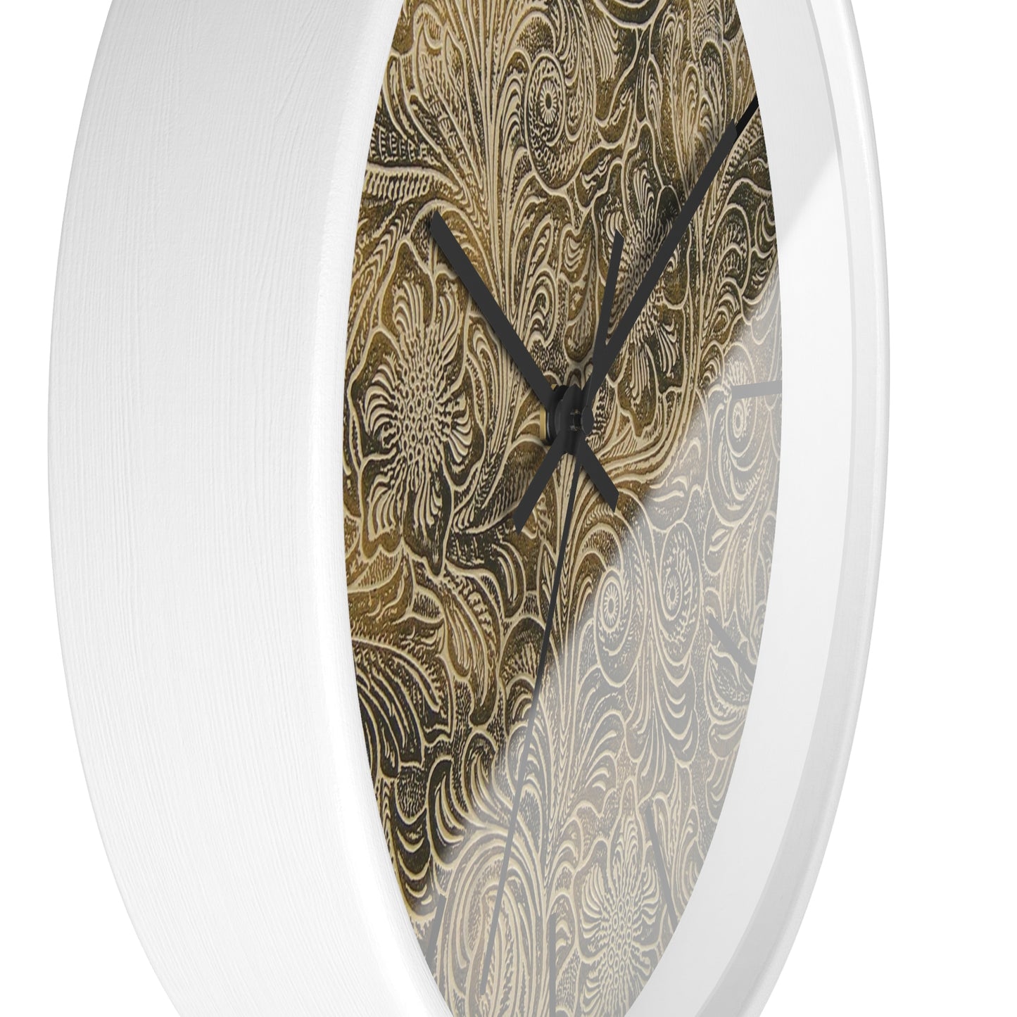 Western Leather Print Framed Wall Clock