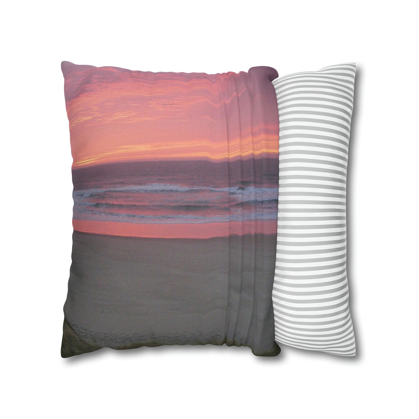 Pink Ocean Sunset Spun Polyester Pillow Case