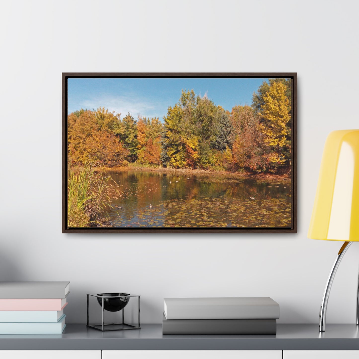 Autumn Duck Pond Gallery Canvas Wraps Framed