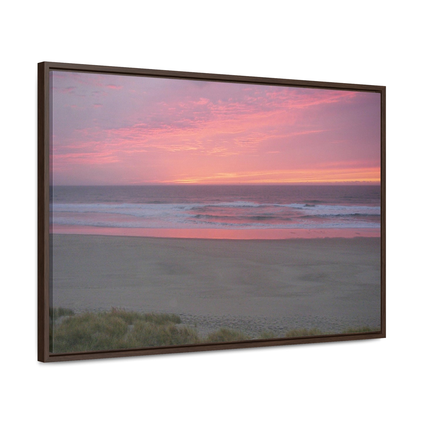 Pink Ocean Sunset Gallery Canvas Wraps Framed