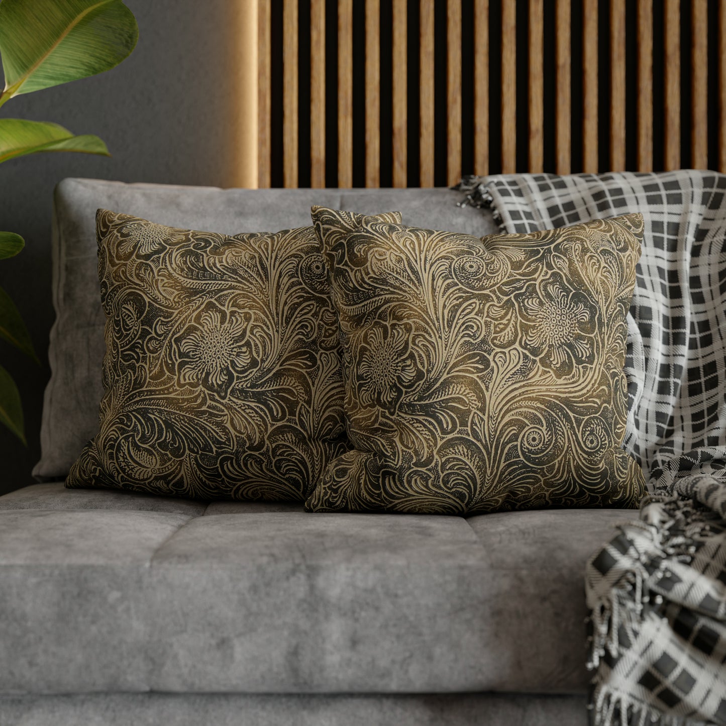 Western Leather Print Spun Polyester Pillow Case