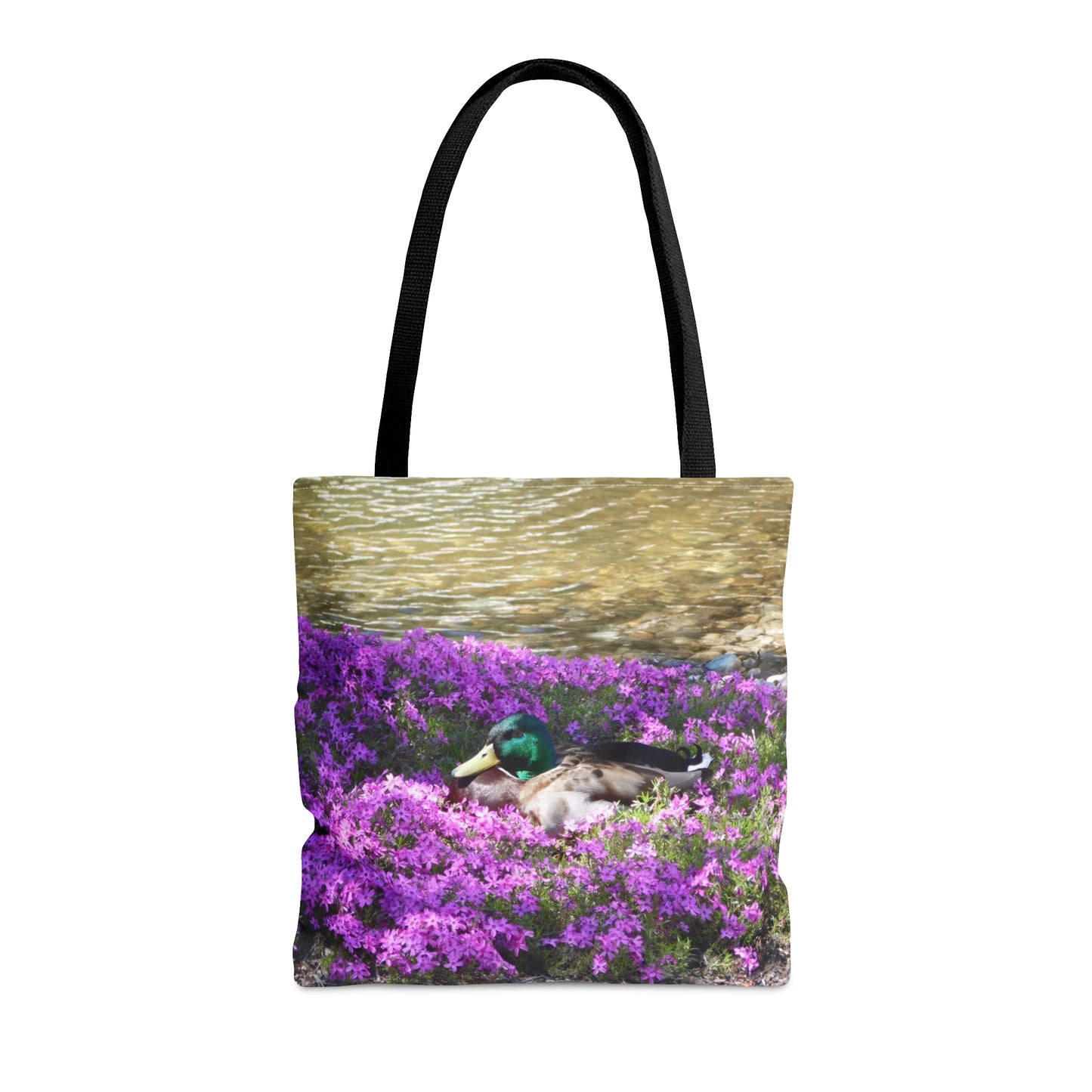 Duck Resting In Flowers Tote Bag