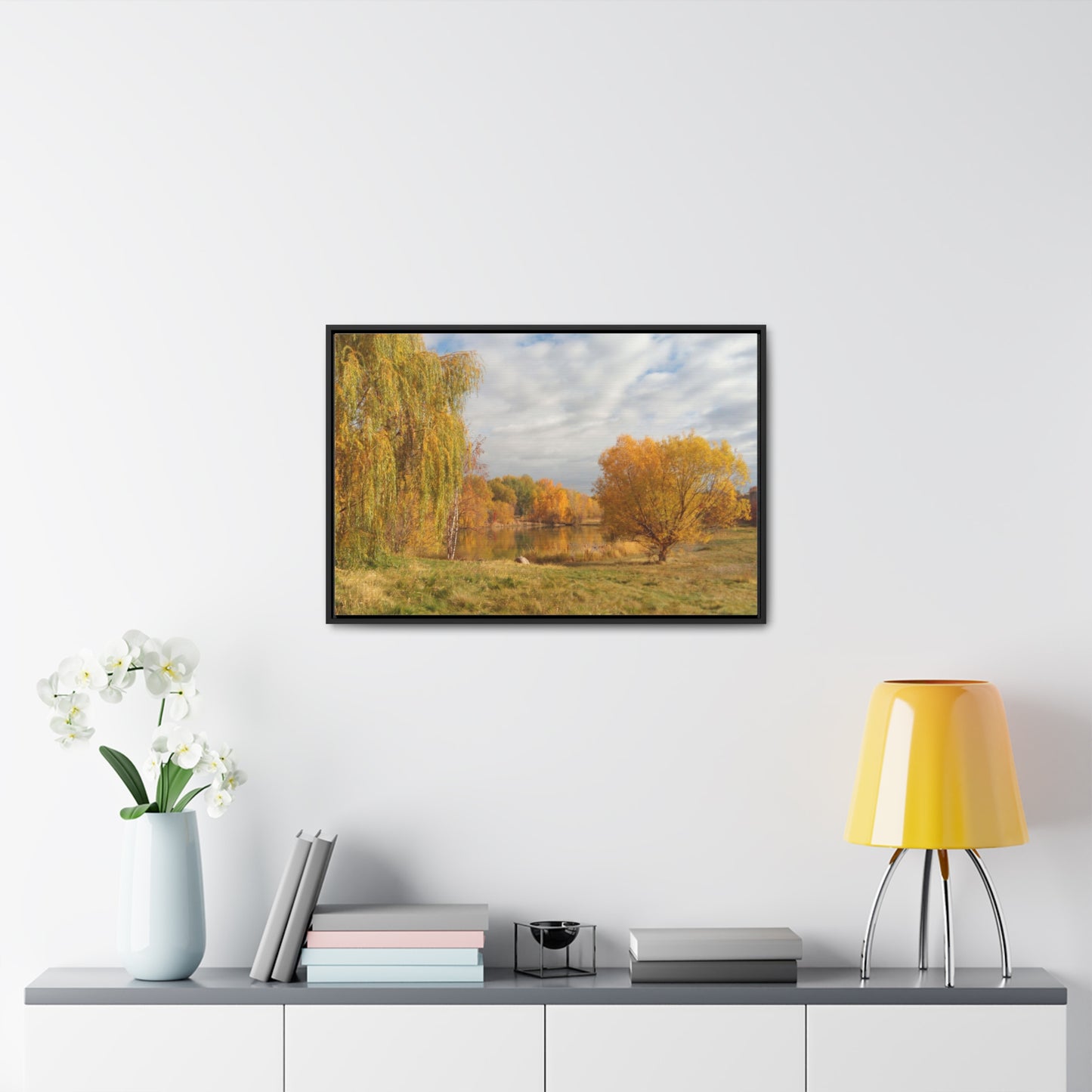 Golden Autumn Pond Gallery Canvas Wraps Framed