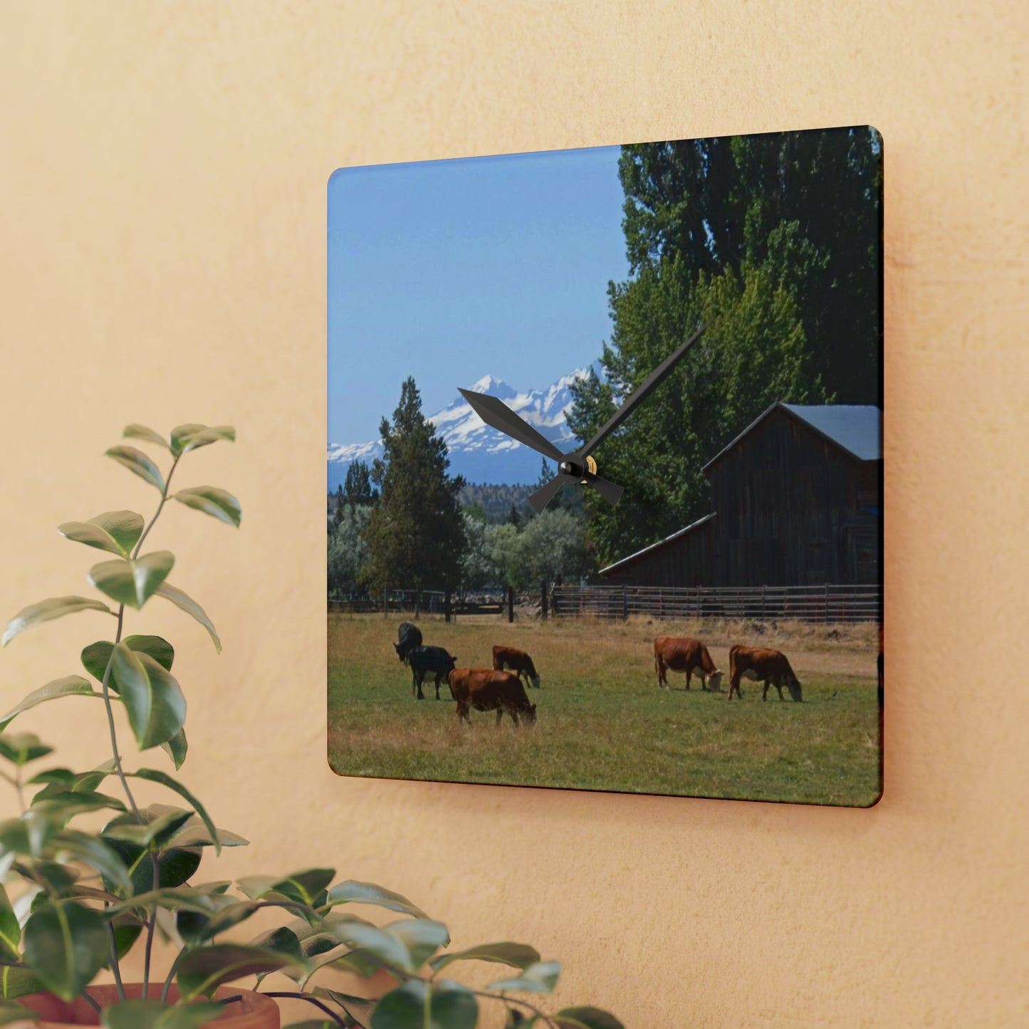 Picturesque Cattle Acrylic Wall Clock