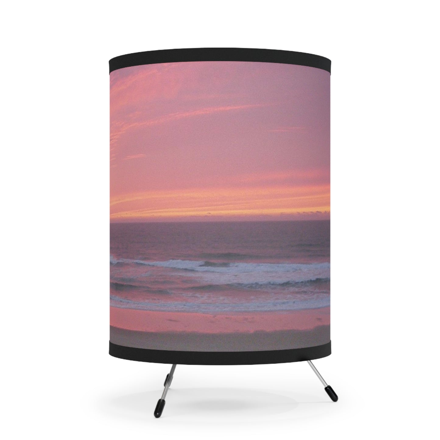 Pink Ocean Sunset Tripod Lamp