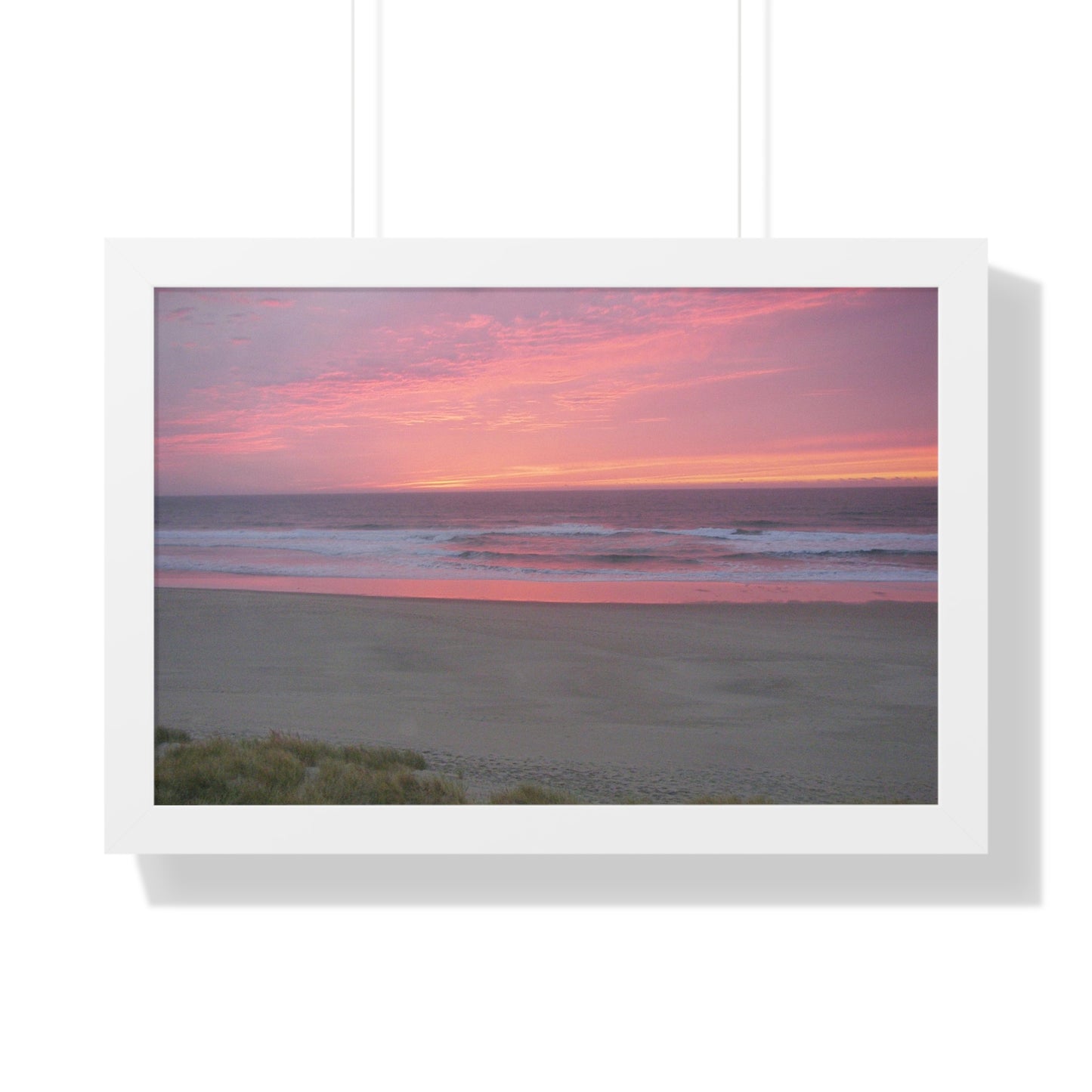 Pink Ocean Sunset Framed Horizontal Poster