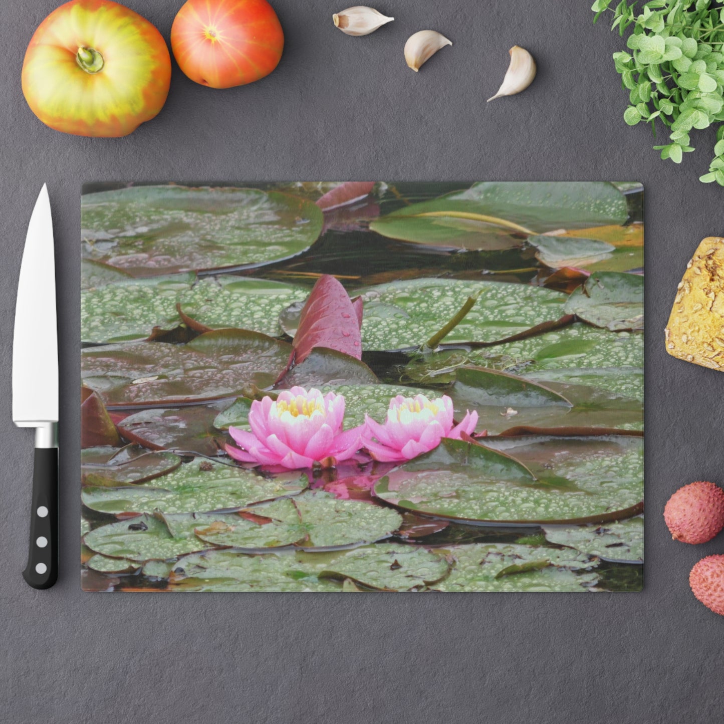 Water Lilies Cutting Board Dishwasher Safe