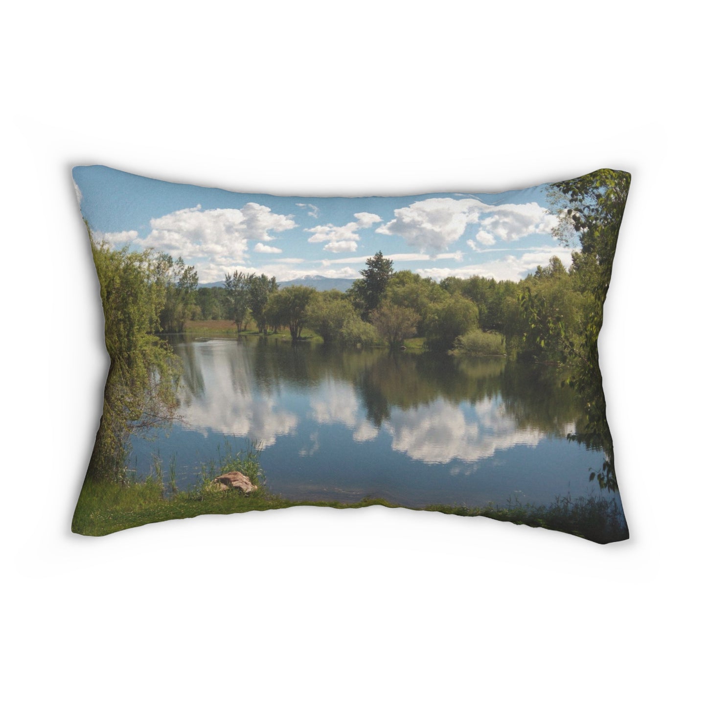 Peaceful Pond Spun Polyester Lumbar Pillow