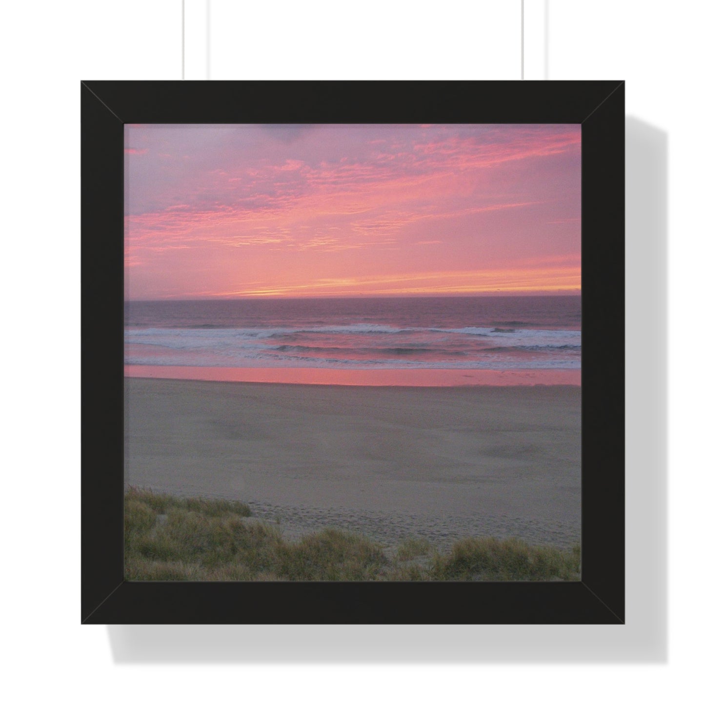 Pink Ocean Sunset Framed Horizontal Poster