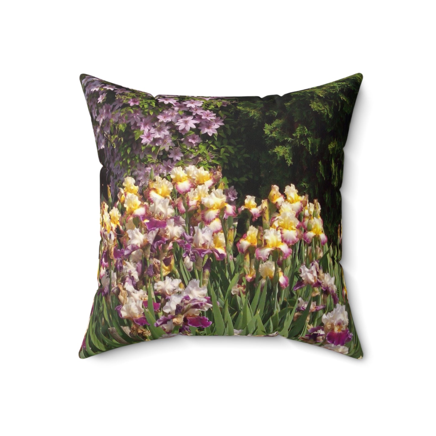 Sunny Iris Garden Spun Polyester Square Pillow