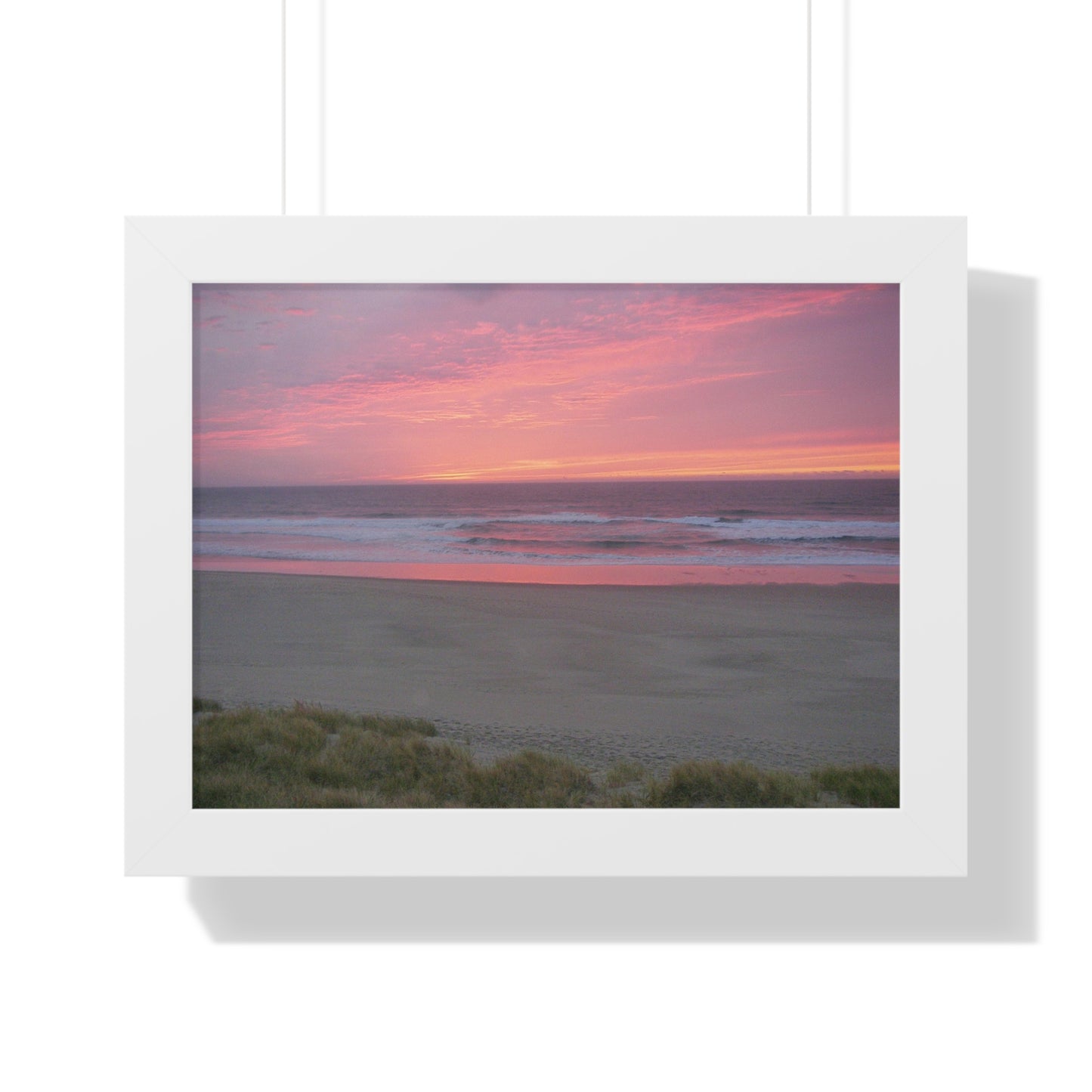 Pink Ocean Sunset Framed Horizontal Poster