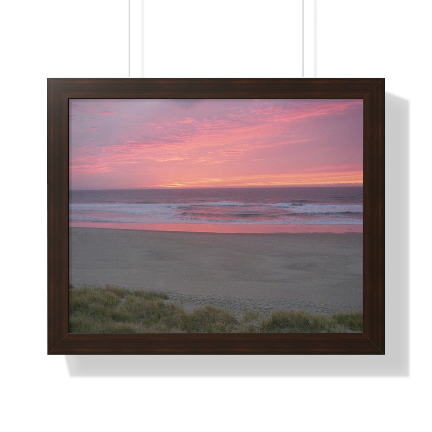 Pink Ocean Sunset Framed Horizontal Poster