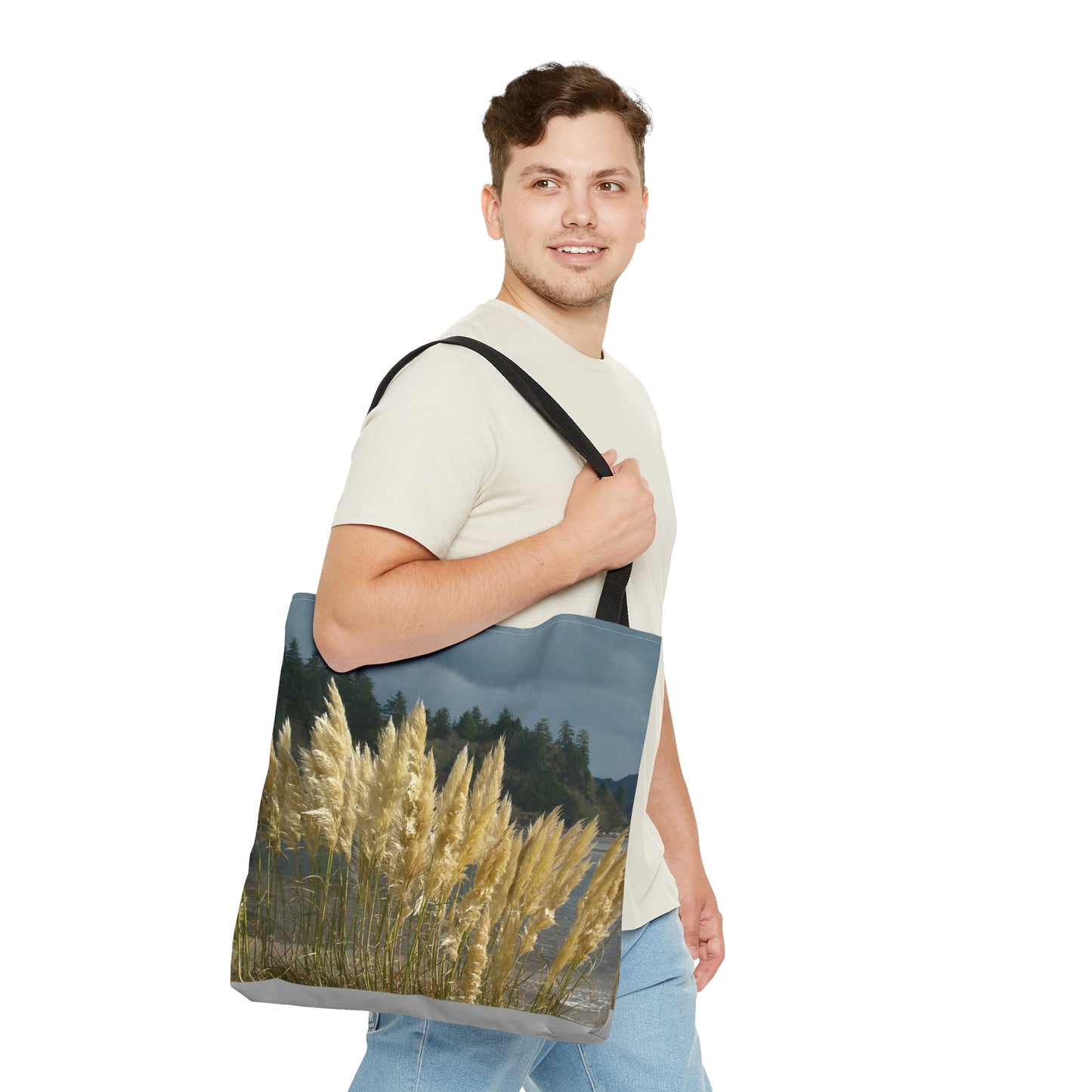 Golden Coastal Pampas Tote Bag